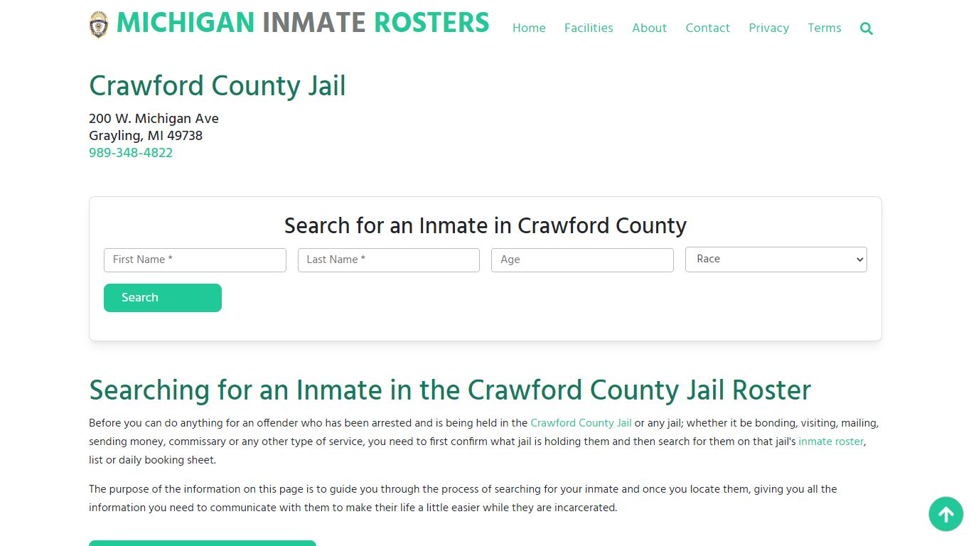 Crawford County Jail MI: Inmate Search & Roster